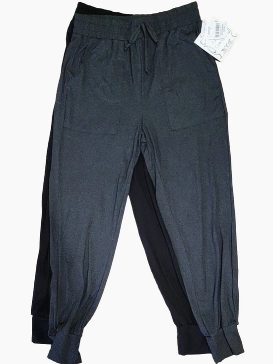 Classic Concepts Pants - Two Pair Women's Drawstring Jogger Pants - Charcoal Gray And Black
